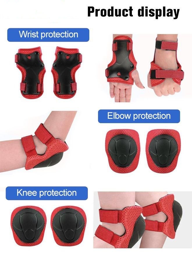 DURKU 7 Piece Multi-Sport Protection Gear Kit includes Adjustable Helmet, Knee & Elbow Pads, Wrist Guards for Scooter, Skateboarding, Biking, Roller Skating - Red - Image 3