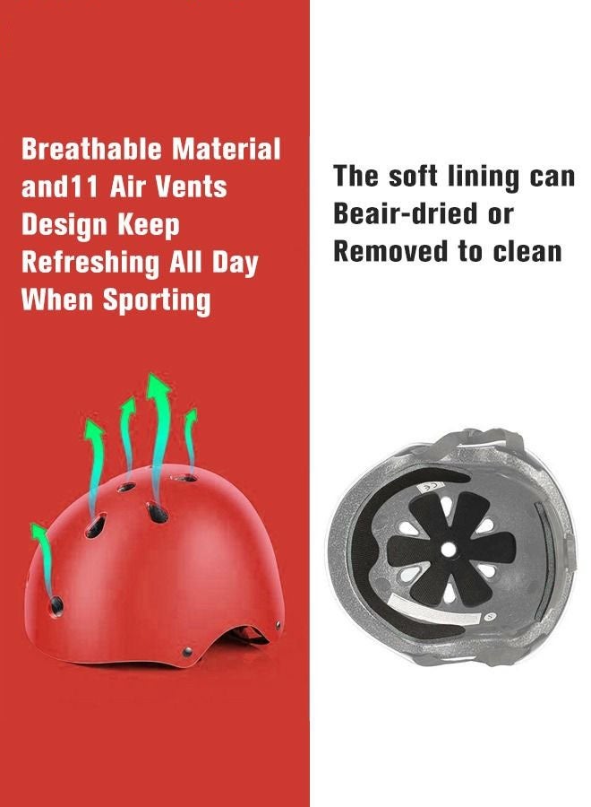 DURKU 7 Piece Multi-Sport Protection Gear Kit includes Adjustable Helmet, Knee & Elbow Pads, Wrist Guards for Scooter, Skateboarding, Biking, Roller Skating - Red - Image 4