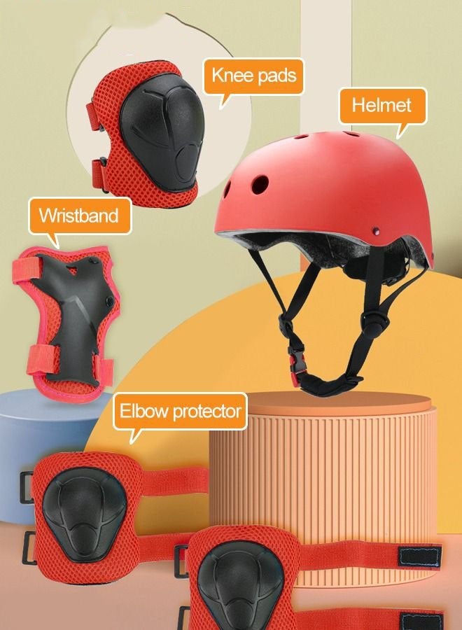 DURKU 7 Piece Multi-Sport Protection Gear Kit includes Adjustable Helmet, Knee & Elbow Pads, Wrist Guards for Scooter, Skateboarding, Biking, Roller Skating - Red - Image 5