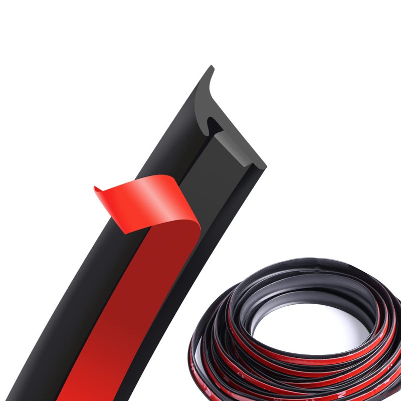 Yonput 1 Pack 5M165Ft Auto T Shape Leak Sound Proofing Sealing Strip Universal Car Windshield SelfAdhesive Rubber Weatherproof Trim Edge Moulding AntiCollision Filler Strip Black 6x10mm