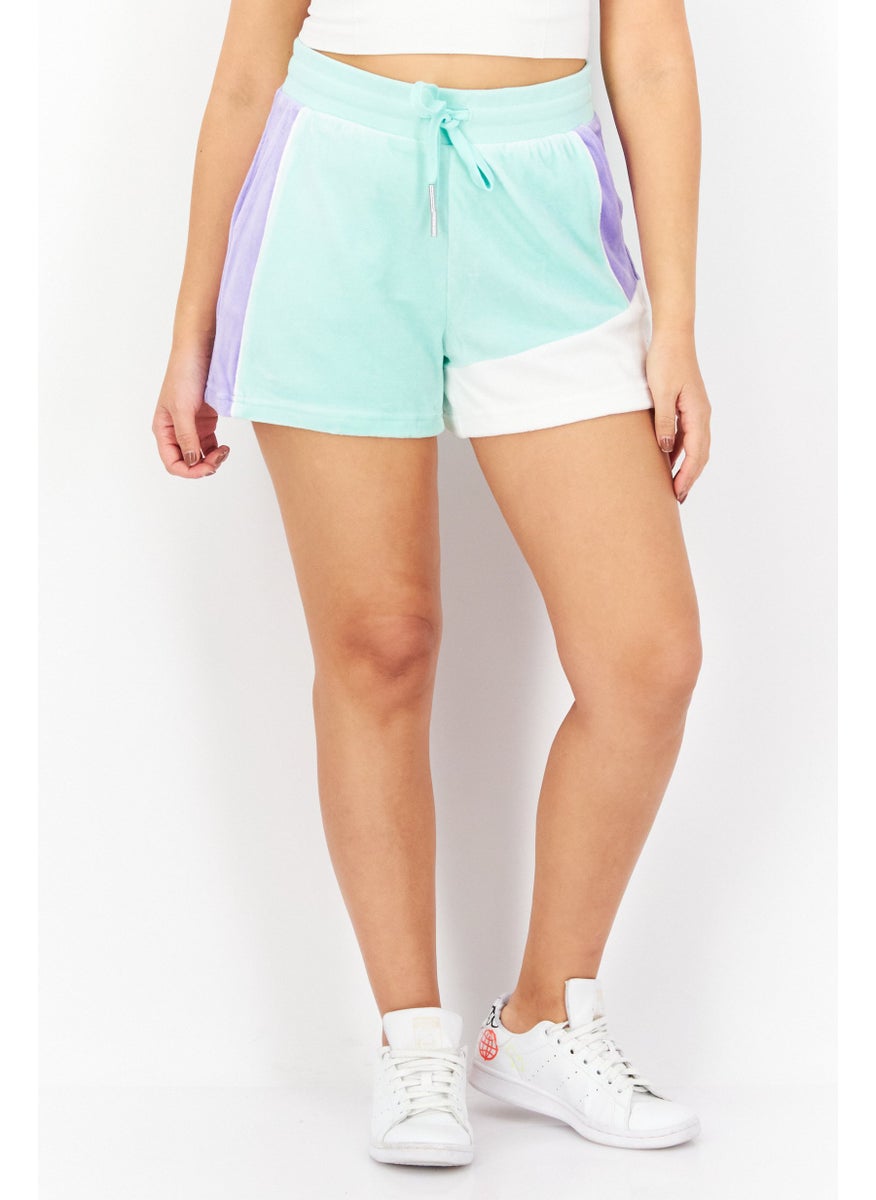 Juicy Couture Women Colourblock Basic Short, Lime Green/Combo  - Image 1