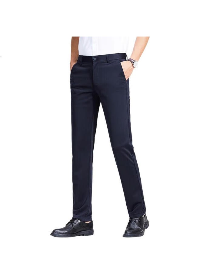 Romon Men'S Summer Ice Silk Thin Business Straight Pants Non-Iron Suit Pants Men Lm73 Navy Blue 36 - Image 2
