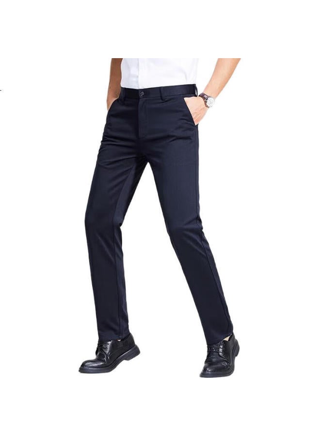 Romon Men'S Summer Ice Silk Thin Business Straight Pants Non-Iron Suit Pants Men Lm73 Navy Blue 36 - Image 3