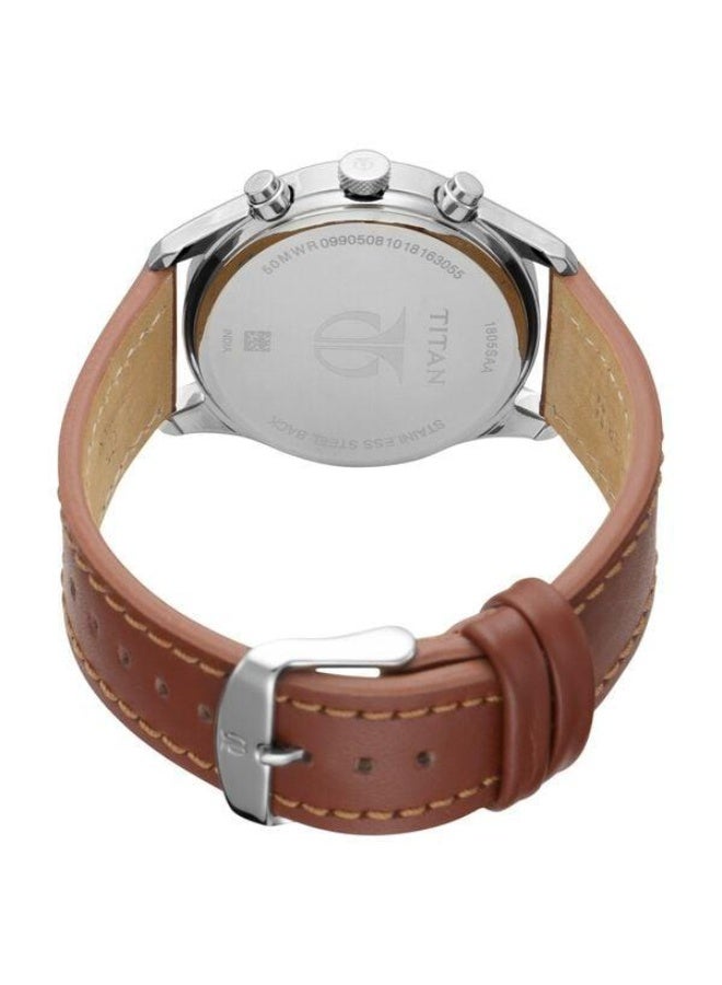 TITAN Workwear Quartz Multifunction Silver Dial Brown Leather Strap Watch for Men - 1805SL01 - Image 4