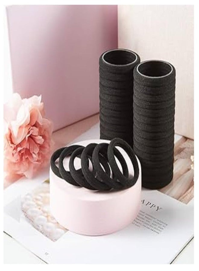 Glamyou Black Hair Ties Soft Premium Elastic No Damage Seamless Ouchless Soft Stretchable Non-Slip Cotton Rubber Bands, Thick Thin Hair, Ponytail Holders, Scrunchy, Men, Women, Boys, Girls (40) - Image 2