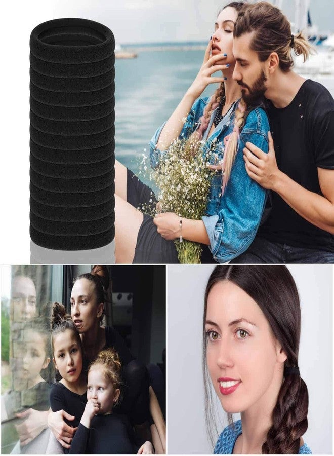 Glamyou Black Hair Ties Soft Premium Elastic No Damage Seamless Ouchless Soft Stretchable Non-Slip Cotton Rubber Bands, Thick Thin Hair, Ponytail Holders, Scrunchy, Men, Women, Boys, Girls (40) - Image 5