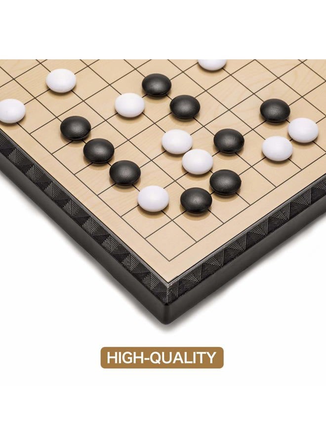 AMEROUS 11 Inches Magnetic Go Game Set (19 x 19), Travel Foldable Board Game Set with Magnetic Plastic Stones & Go Game Rules for Beginner, Kids, Adults （Weiqi） - Image 2