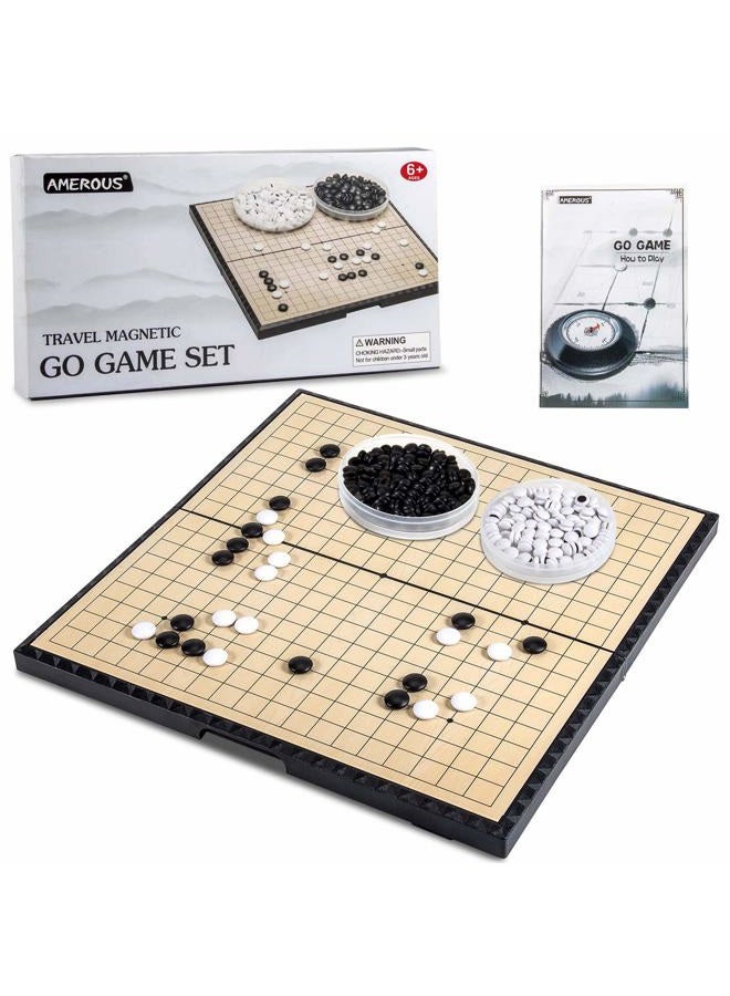 AMEROUS 11 Inches Magnetic Go Game Set (19 x 19), Travel Foldable Board Game Set with Magnetic Plastic Stones & Go Game Rules for Beginner, Kids, Adults （Weiqi） - Image 1