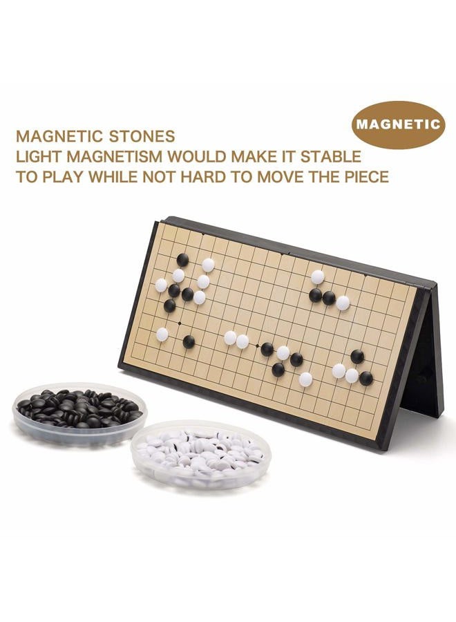 AMEROUS 11 Inches Magnetic Go Game Set (19 x 19), Travel Foldable Board Game Set with Magnetic Plastic Stones & Go Game Rules for Beginner, Kids, Adults （Weiqi） - Image 5