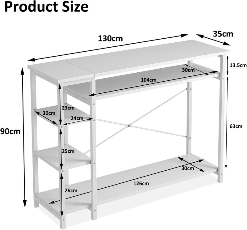 JOYSEUS Console Table for Entryway, X-Shape Design Console Table with 4 Tier Storage Shelves, Extra Long Sofa Table for Hallway, Living Room, Kitchen, Easy Assembly, Modern Style (white, 130*35*90cm) - Image 2