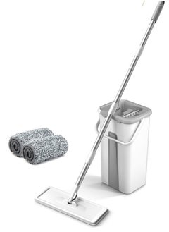 Microfiber floor cleaning mop set with bucket and refill roller