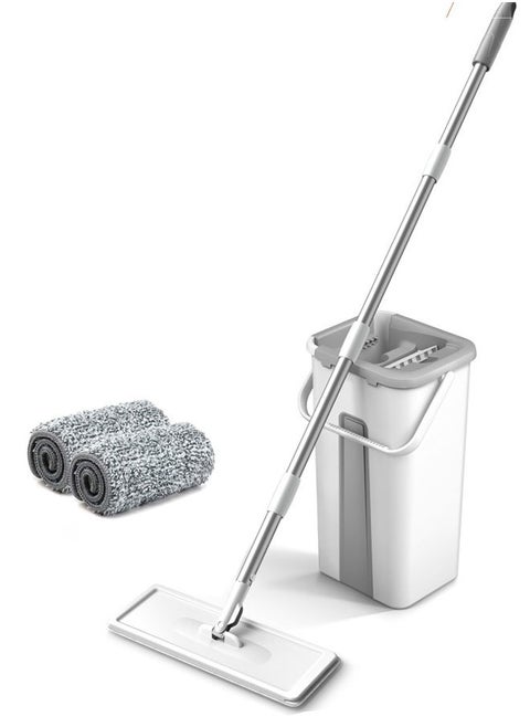 Microfiber floor cleaning mop set with bucket and refill roller