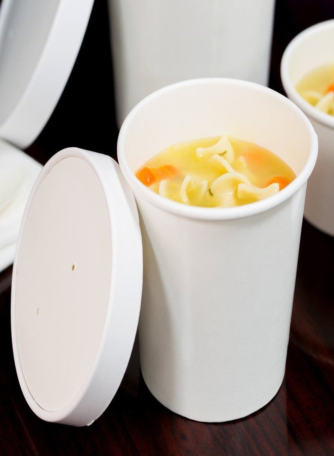 CulinWare Eco Friendly Recyclable Kraft Soup Bowls | White Disposable Food Cups with Lids | Containers - Soup Cups Great for Restaurants, Take-Outs, Or Disposable Soup Bowls To Go Lunch (25/Pack) (White, 8 oz) - Image 2