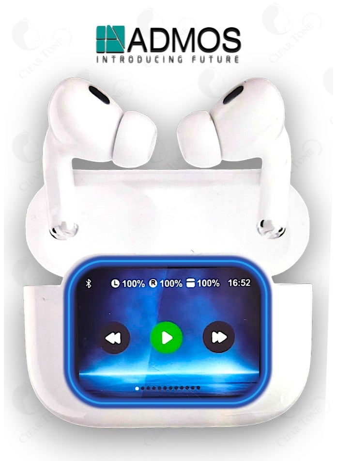 Admos Wireless Bluetooth 5.4 Earbuds with 20 Hours Playtime, 300mAh Charging Case, Touch Screen Display, Hi-Fi Stereo Sound, Ergonomic Comfort Fit, Durable ABS Body, and 400 Hours Standby Time - Image 1