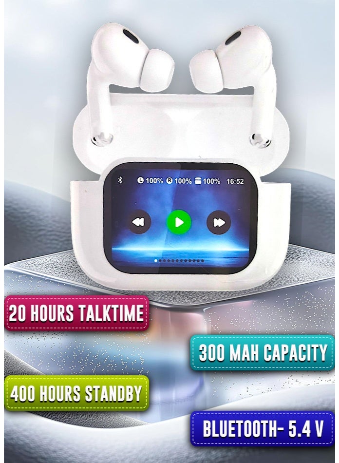 Admos Wireless Bluetooth 5.4 Earbuds with 20 Hours Playtime, 300mAh Charging Case, Touch Screen Display, Hi-Fi Stereo Sound, Ergonomic Comfort Fit, Durable ABS Body, and 400 Hours Standby Time - Image 3