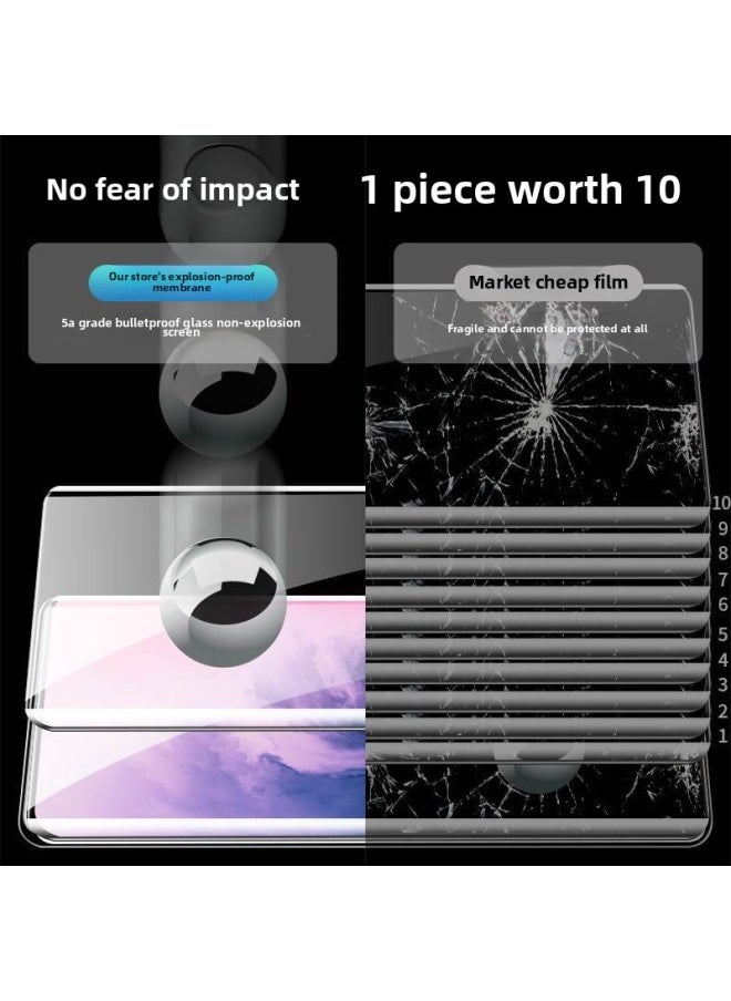 Generic - One Plus 7pro Tempered Film 1 Plus 7 Mobile Phone Film One Plus 7 Full Screen Coverage Oneplus Full Coverage 1 7p Hydration High-Color:Blue Light Stealth Soft Film Full Adhesive Bonding Ultra Sensitive √ 2 Pieces Of Lens Film With Artifact-Dimensions:One Plus Seven - Image 1