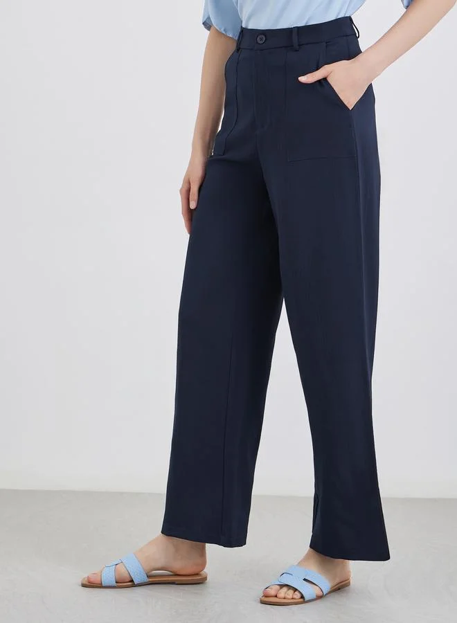 Take Two Take Two Solid Flat Front Wide Leg Pants