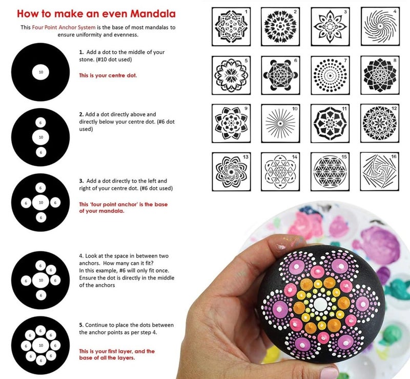 Definite Art Round MDF Board for Mandala Art DIY Creation with 5 Dotting Tools & 8 Mandala Sticks (Pack of 5 X MDF 10 Inch Circle with 5 X Dotting Tools & 8 X Mandala Sticks) - Image 5