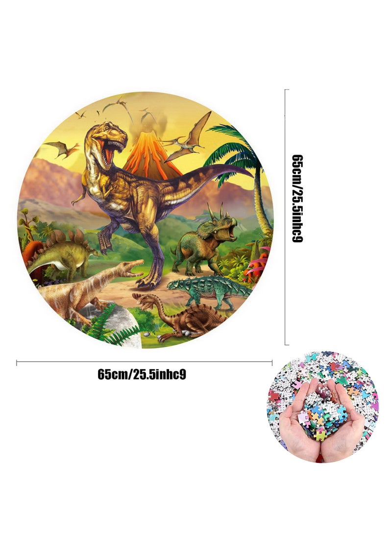 Educational Round Puzzle 1000 Pieces, Cartoon Toy Puzzle for Adults and Children (Dinosaur Pattern) - Image 2