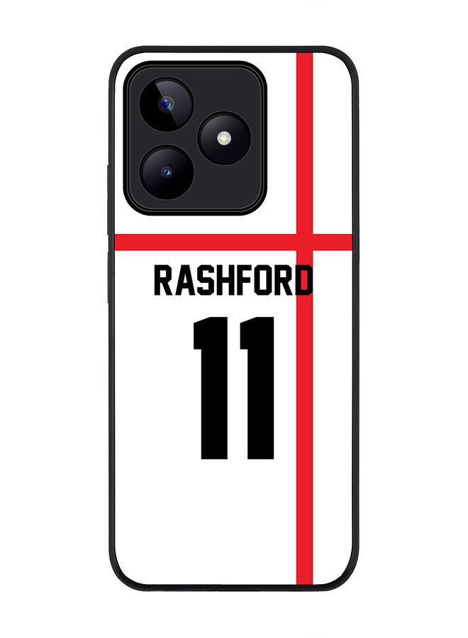 Stylizedd Rugged Black edge case for Realme C51 / Realme Note 50 4G, Slim fit Soft Cover - Football Team - England, Player Name - Rashford - Image 1