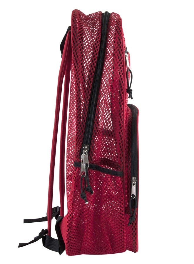 Summit Ridge Mesh Backpacks for Adults, School, Beach - Backpack with Reflective Strip (Red) - Image 4