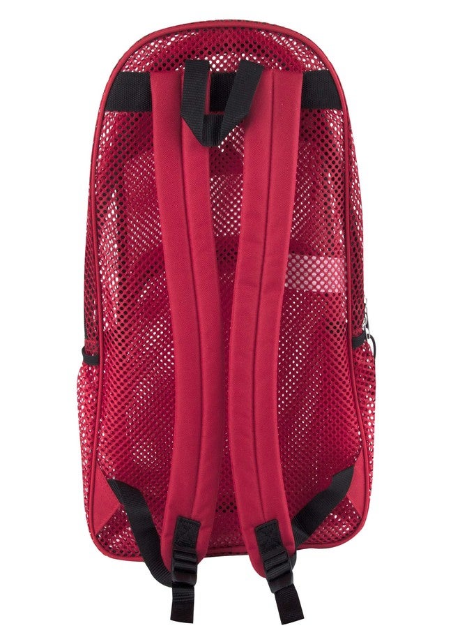 Summit Ridge Mesh Backpacks for Adults, School, Beach - Backpack with Reflective Strip (Red) - Image 5
