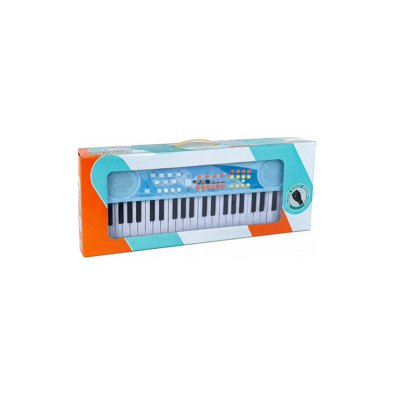 Kids Electronic Keyboard Piano Toy with Microphone, Blue - Image 1