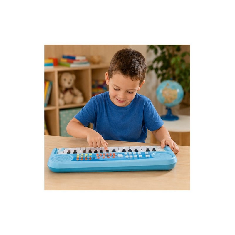 Kids Electronic Keyboard Piano Toy with Microphone, Blue - Image 3