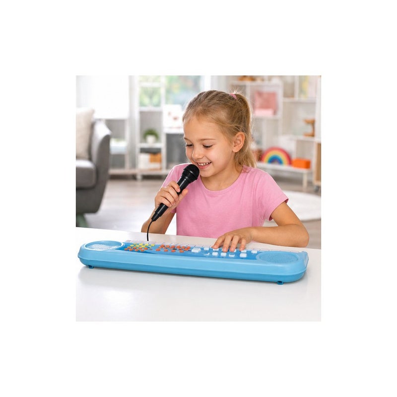 Kids Electronic Keyboard Piano Toy with Microphone, Blue - Image 4