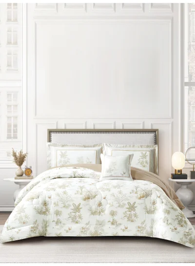 Donetella Bedding Comforter Set, King Size 250x230cm - 4-Pcs Digital Print Quilted Bed Set, Microfiber Fabric - 1 Comforter, 2 Pillow Shams,1 Cushion Cover.