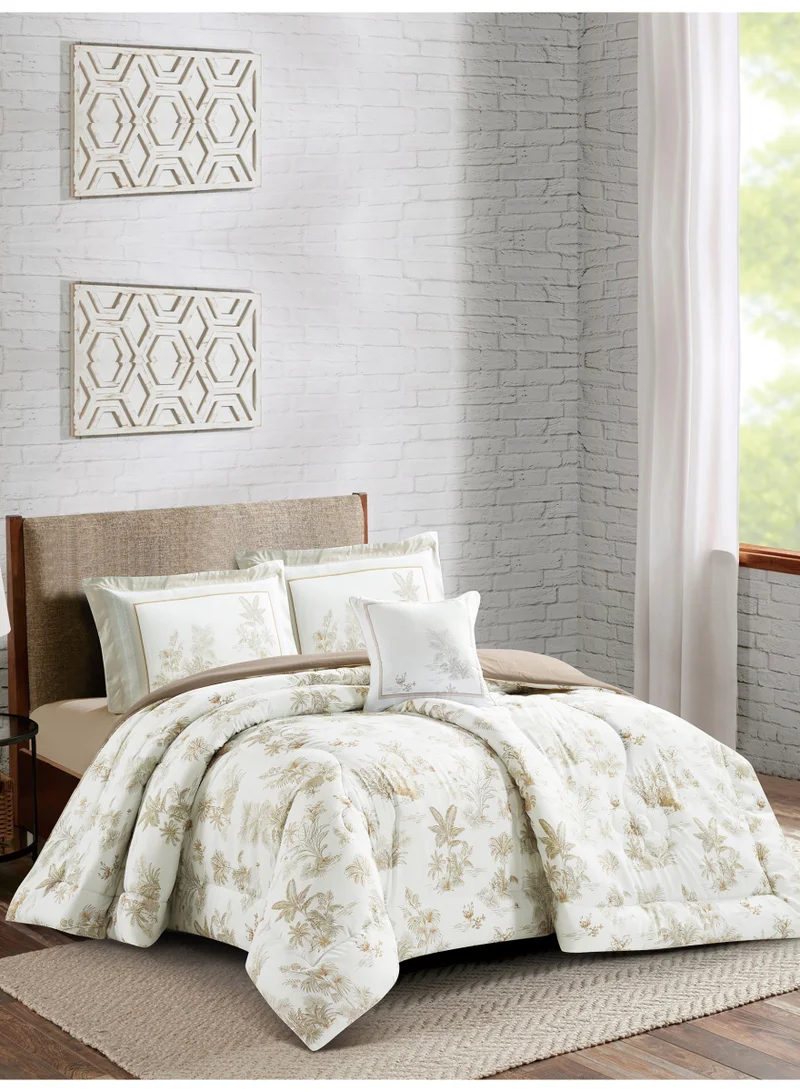 Donetella Bedding Comforter Set, King Size 250x230cm - 4-Pcs Digital Print Quilted Bed Set, Microfiber Fabric - 1 Comforter, 2 Pillow Shams,1 Cushion Cover.