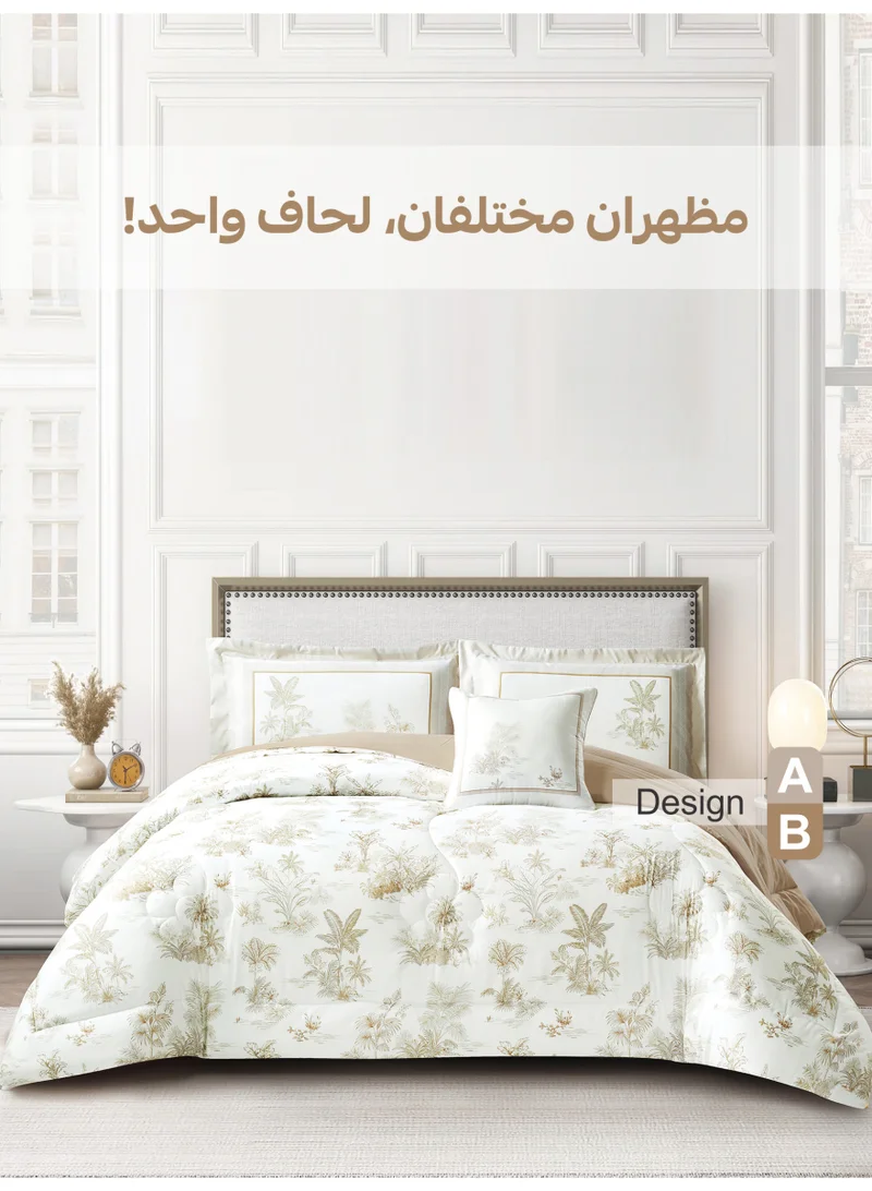 دوناتيلا طقم مفرش سرير 4 قطع مقاس مزدوج 250×230 سم يناسب سرير 200×200 سم , تطريز مشجر  انيق بطباعة رقمية مميزة , ماكيروفايبر فائق النعومة