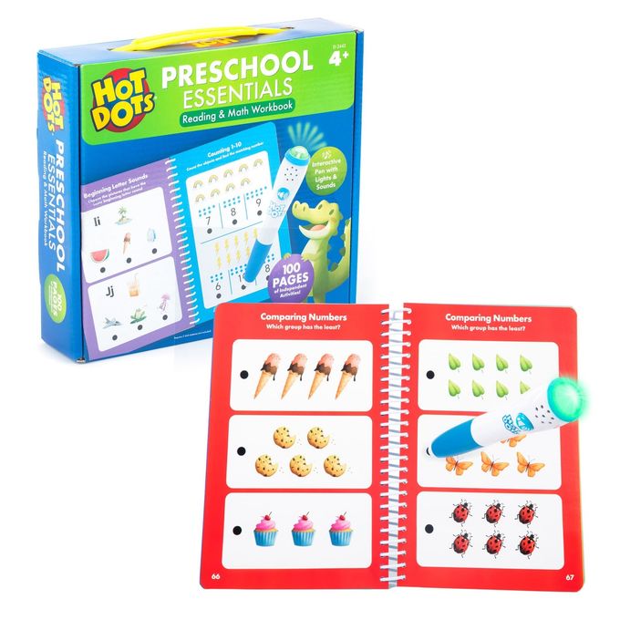 Educational Insights Hot Dots Preschool Workbook: Reading & Math Essentials Toddler and Preschool Learning Activities, Preschool Classroom Must Haves - Image 1