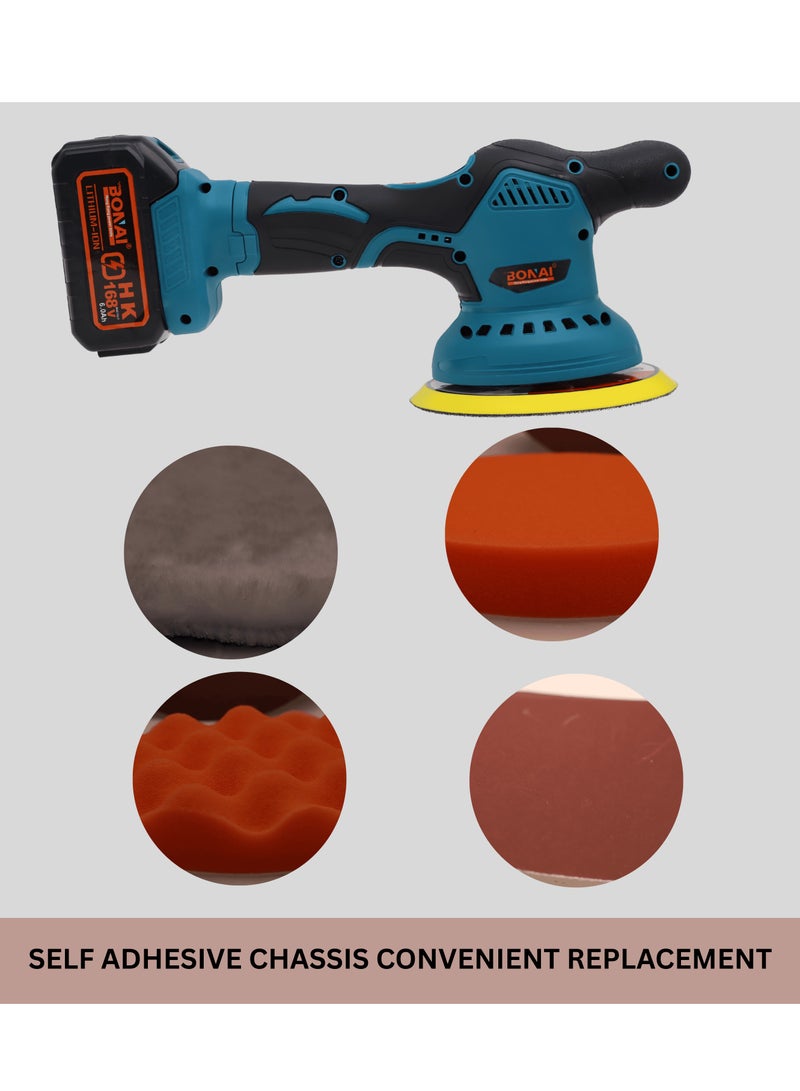 BONAI BN-HK71 Cordless Car Polisher 21V, 380W Dual Action Waxing Machine with 150mm Pad, 2800-5500RPM Variable Speed Orbital Buffer for Car Detailing, Furniture & Metal Polishing - Image 4