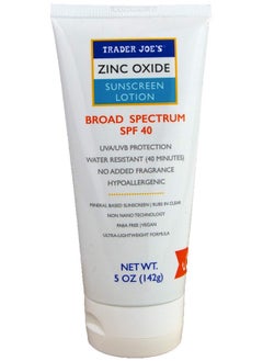 Trader Joe'S Zinc Oxide Mineral Based Hypoallergenic Sunscreen Spf 40