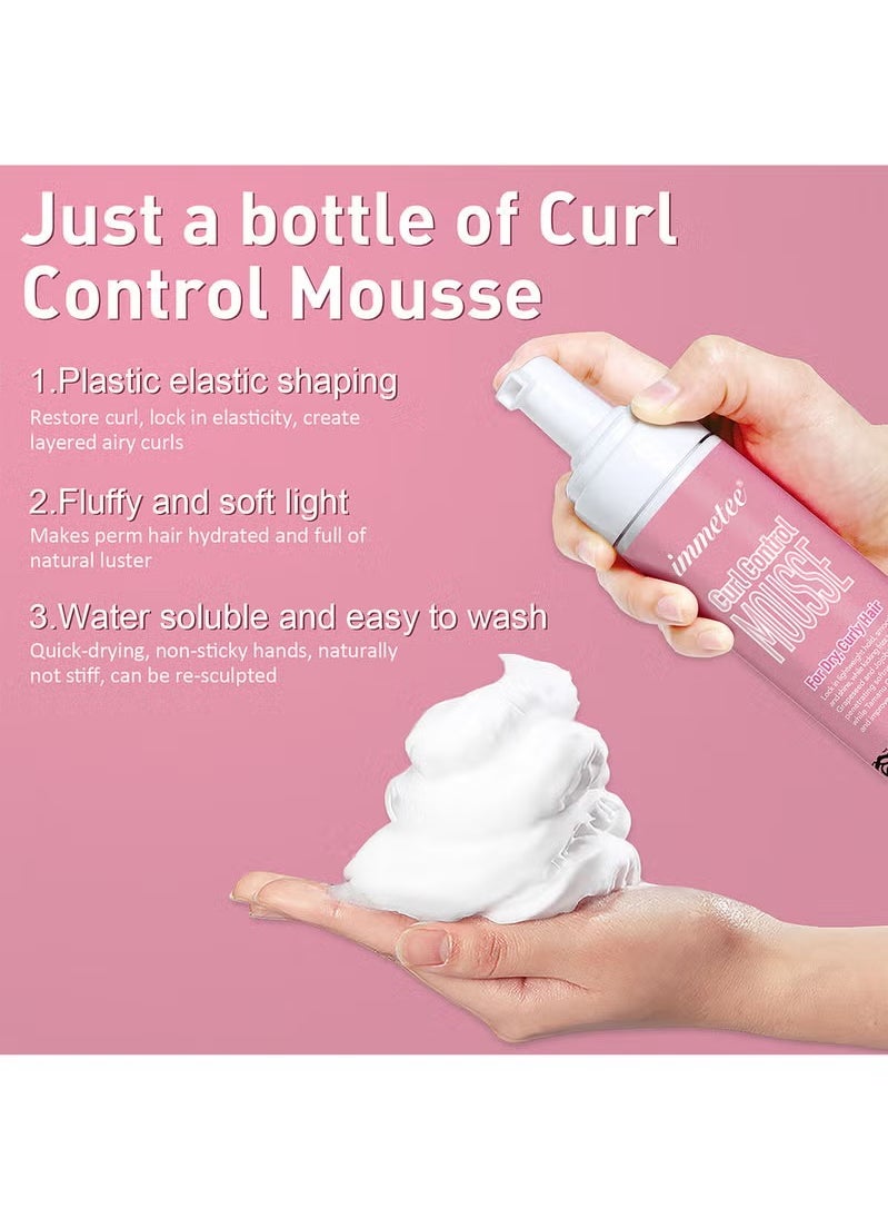 Immetee - Curl Hair Control Mousse Non Sticky Moisturizing Nourishing Repairing Curl Hair Foam Mousse for Hair Styling Volumizing and Against Frizz Professional Design for Curl Hair 200ml - Image 1