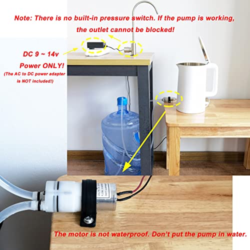 CrocSee DC 12V Mini Food Grade Self Priming Diaphragm Fresh Water Transfer Pump 1.3LPM, Replacement Pump for Ice Maker, Coffee Machine, Water Dispenser - Image 4