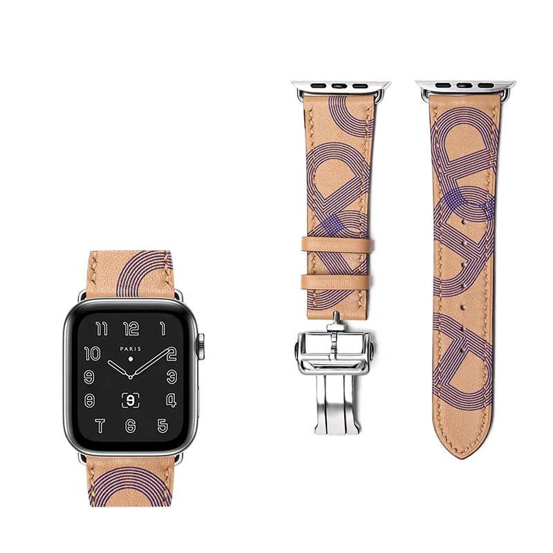 Adjustable Leather Classic Strap Smartwatch Band Compatible with Apple Watch 38 40 41 42 44 45 49mm with Fit Replacement Strap in Silver - Image 1