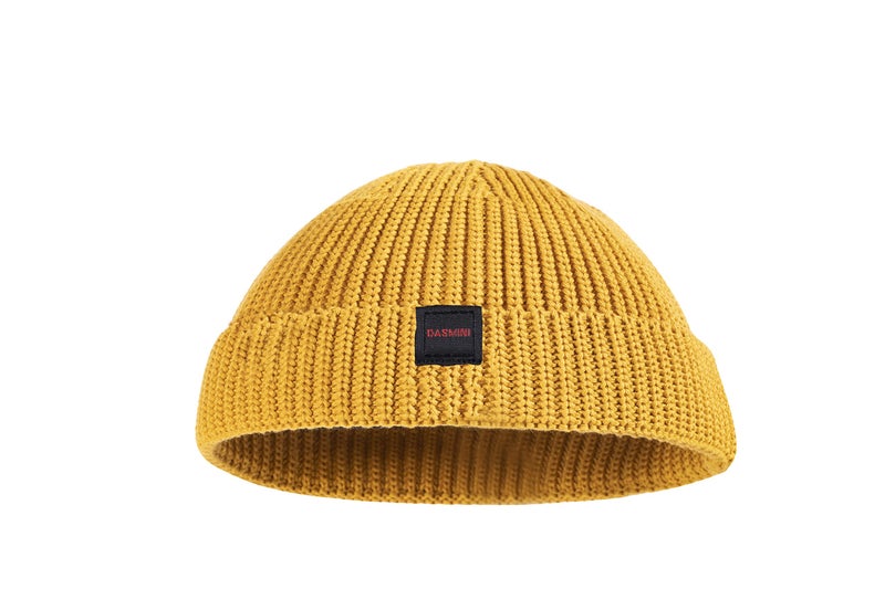 DASMINI Fisherman Beanie,Skull Cap Mens Cotton Beanie Winter hat Small Short Warm Gift (Mustard, Size M) - Image 4