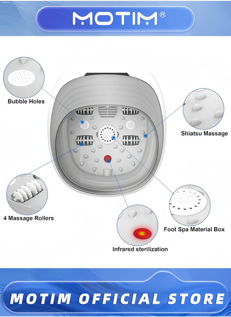 Motim - Foot Bath Massager with Heat Bubbles Vibration 4 Removable Massage Rollers (Not Motorized) - Image 1