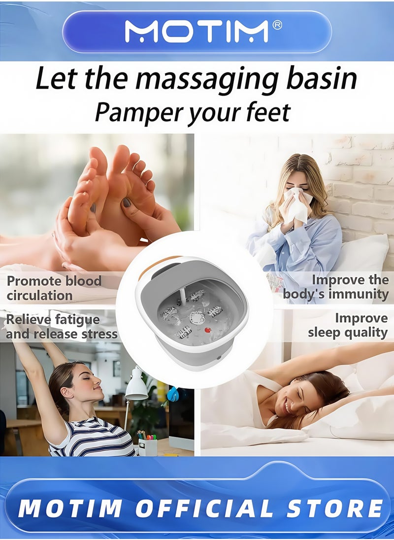 Motim - Foot Bath Massager with Heat Bubbles Vibration 4 Removable Massage Rollers (Not Motorized) - Image 1