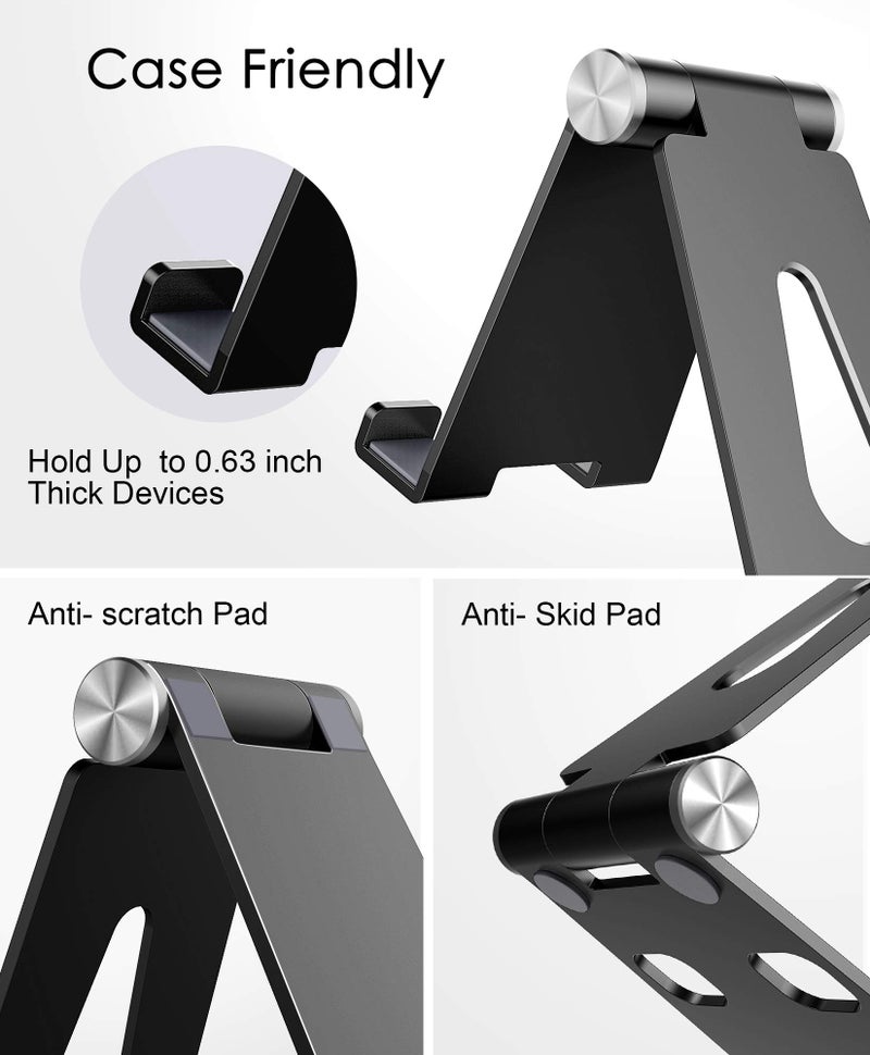Levesica Phone Stand Updated Adjustable Desktop Phone Holder Cradle Fully Foldable Black - Image 5