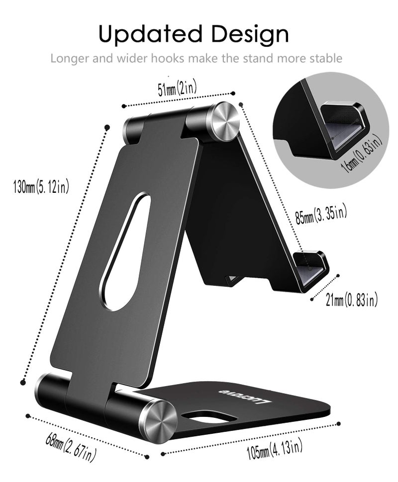 Levesica Phone Stand Updated Adjustable Desktop Phone Holder Cradle Fully Foldable Black - Image 4