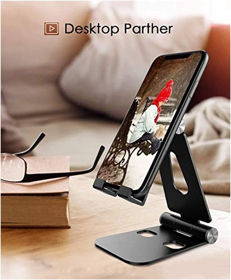 Levesica Phone Stand Updated Adjustable Desktop Phone Holder Cradle Fully Foldable Black - Image 2