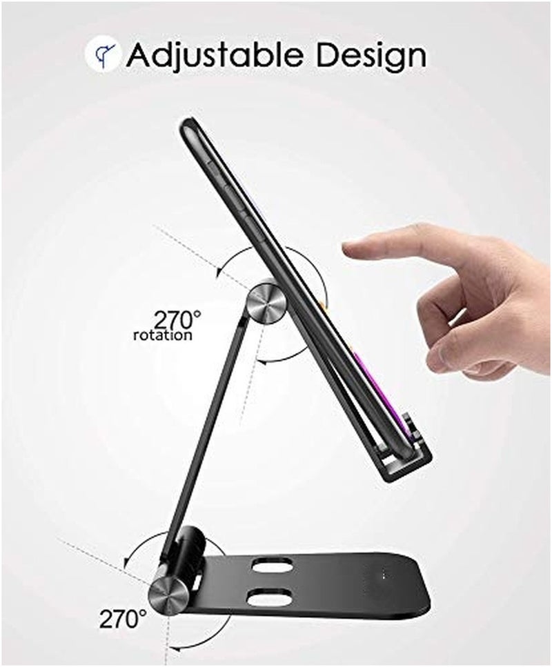 Levesica Phone Stand Updated Adjustable Desktop Phone Holder Cradle Fully Foldable Black - Image 3