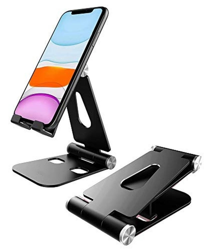 Levesica Phone Stand Updated Adjustable Desktop Phone Holder Cradle Fully Foldable Black - Image 1