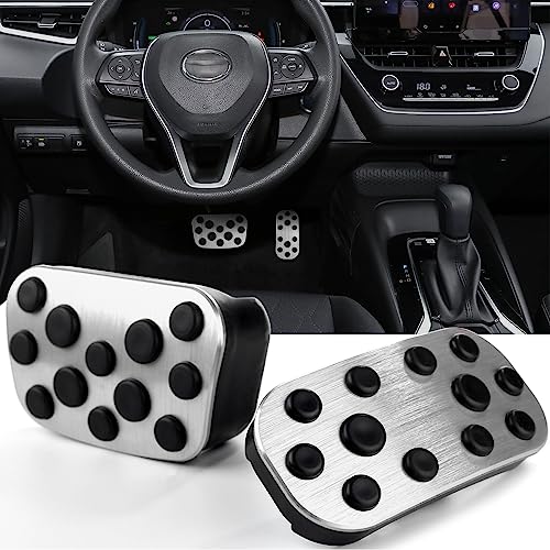 CKE Compatible with Toyota Corolla Accessories 2025-2019 Compatible with Toyota Corolla Cross Accessories 2025-2022 Anti-Slip Car Foot Pedal Covers Brake and Gas Pedal Pads -Silver - Image 1