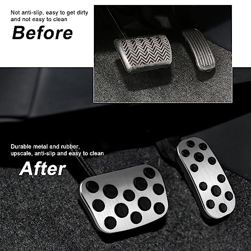 CKE Compatible with Toyota Corolla Accessories 2025-2019 Compatible with Toyota Corolla Cross Accessories 2025-2022 Anti-Slip Car Foot Pedal Covers Brake and Gas Pedal Pads -Silver - Image 5