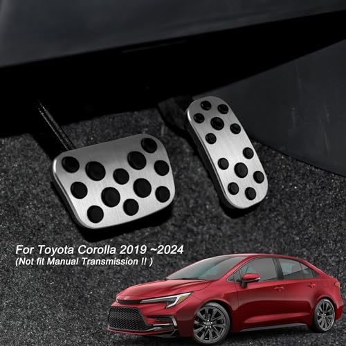 CKE Compatible with Toyota Corolla Accessories 2025-2019 Compatible with Toyota Corolla Cross Accessories 2025-2022 Anti-Slip Car Foot Pedal Covers Brake and Gas Pedal Pads -Silver - Image 4