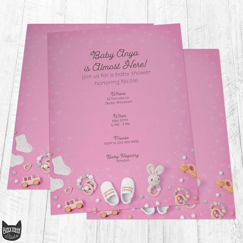 Hill Valley Greetings Classic Gifts Baby Stationary Paper - 60 Sheets - Great for Baby Shower Invitations, Announcements, Letters, Thank You (Pink) - Image 2
